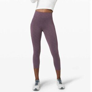 Lululemon Invigorate High-Rise Crop Leggings 23" Heathered Black Currant Purple